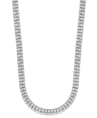 Macy's - Men's Diamond 24" Double Row Necklace (1 ct. t.w.) in Sterling Silver or 14k Gold-Plated Silver