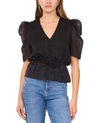 1.STATE - Women's Puff-Sleeve Peplum Top