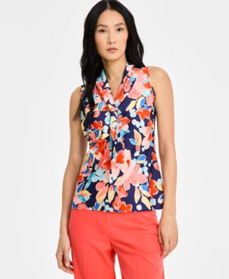Tahari ASL - Printed Sailor Tie Blouse, Regular & Petite Sizes
