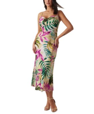 GUESS - Women's Akilina Cowlneck Sleeveless Midi Dress