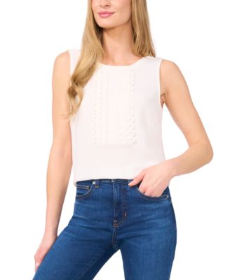 CeCe - Women's Scalloped-Bib Sleeveless Top