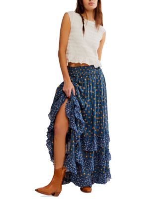 Free People - Women's Brynn Printed Ruffle Maxi Skirt