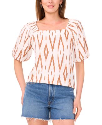 Vince Camuto - Women's Square-Neck Puff-Sleeve Blouse