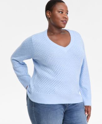 I.N.C. International Concepts - Plus Size Embellished V-Neck Sweater