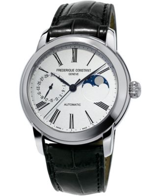 Frederique Constant - Men's Swiss Automatic Classic Moonphase Manufacture Black Leather Strap Watch 42mm
