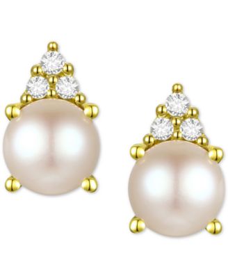 Macy's - Cultured Freshwater Pearl (4-1/2mm) & Diamond Accent Stud Earrings