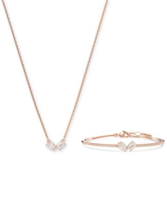 Swarovski - Rose Gold-Tone Mesmera Mixed Cuts Bangle Bracelet & Pendant Necklace Set, 15" + 2-3/4" extender