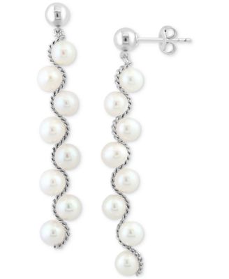 EFFY Collection - Freshwater Pearl Linear Drop Earrings in Sterling Silver