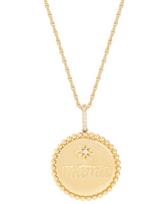 Macy's - Diamond Accent Mama Disc Pendant Necklace, 16" + 2" extender