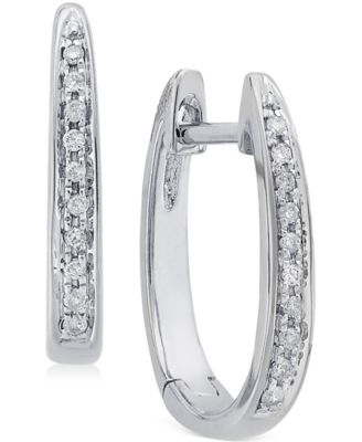 Macy's - Diamond (1/10 ct. t.w.) Channel-Set Hoop Earrings in 14K White Gold