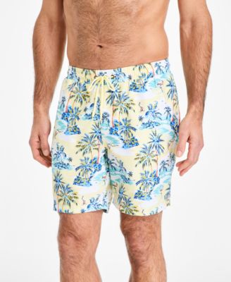 Club Room - Men's Aloha Tropical Print Drawstring 7" Swim Trunks