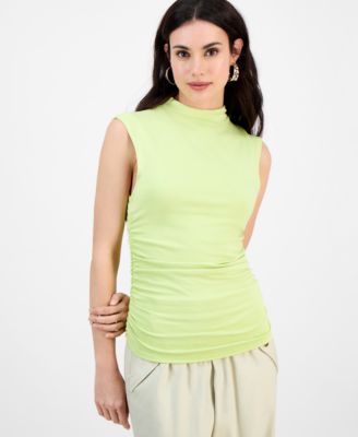 I.N.C. International Concepts - Petite High-Neck Side-Ruched Top