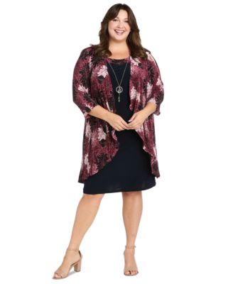 R & M Richards - Plus Size Neck-Sheath Dress & Chiffon Jacket