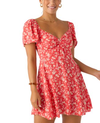 O'Neill - Juniors' Carina Printed Puff-Sleeve Mini Dress
