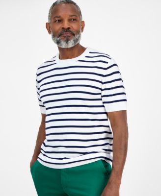 Club Room - Men's Short-Sleeve Bengal Striped Cotton Sweater T-Shirt