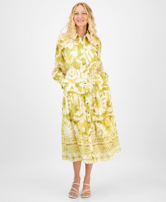 julia jordan - Women's Button-Front Long-Sleeve Shirtdress