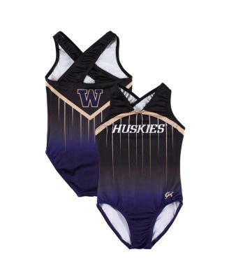 GK Elite - Big Boys and Girls Black Washington Huskies Elite Replica Leotard