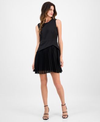 Sam Edelman - Women's Mixed-Media Sleeveless Pleated Dress