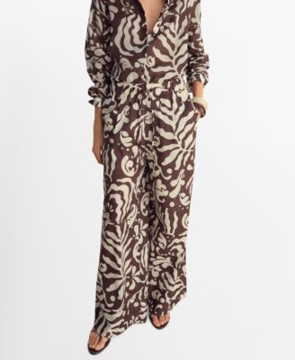 MANGO - Women's Printed Cotton Trousers
