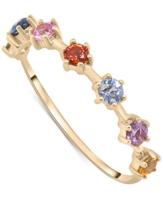 Macy's - Lab Grown Multicolor Sapphire Thin Ring (5/8 ct. t.w.) in 14k Gold over Sterling Silver