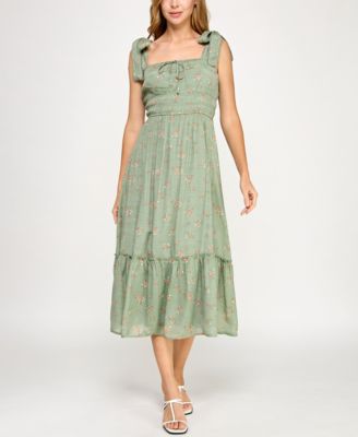 Trixxi - Juniors' Printed Sleeveless Fit & Flare Dress