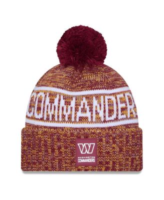 New Era - Men's Burgundy Washington Commanders 2025 Sideline Cold Weather Cuffed Knit Hat with Pom