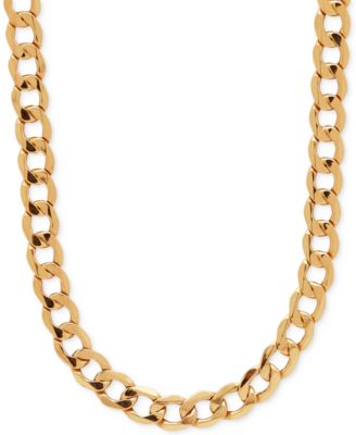 Italian Gold - Lightweight Men's Curb Link (7mm) Chain Necklace in Italian 10k Gold