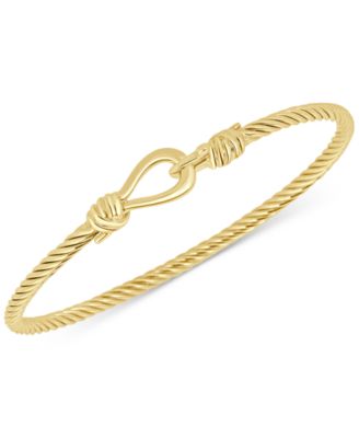 Italian Gold - Torchon Knot Bangle Bracelet in 14k Gold-Plated Sterling Silver