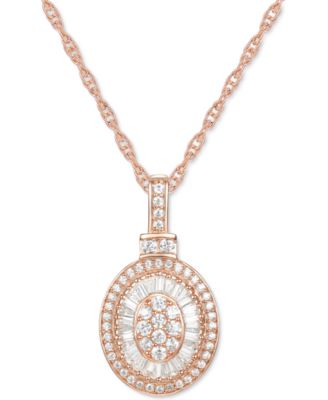 Macy's - Diamond Baguette Oval 18" Pendant Necklace (1/2 ct. t.w.)