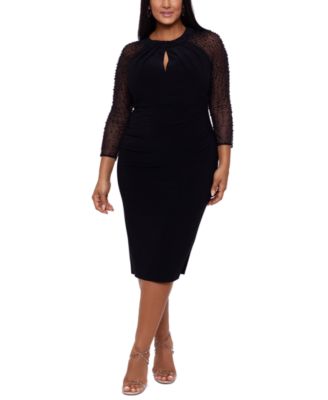 B&A By Betsy and Adam - Plus Size Embellished-Sleeve Bodycon Dress