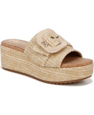 Sam and Libby - Crysta Buckled Platform Wedge Slide Sandals