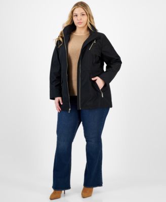 Michael Kors - Plus Size Hooded Water-Resistant Anorak Coat