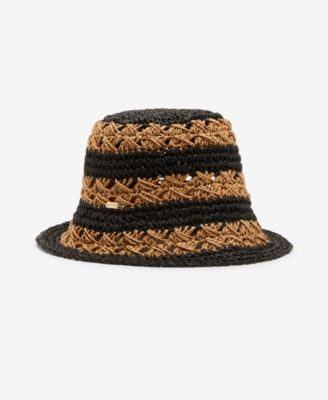 Steve Madden - H-Carly Striped Crochet Straw Bucket Hat