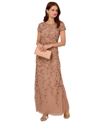 Adrianna Papell - Women's Boat-Neck Blouson Beaded Gown