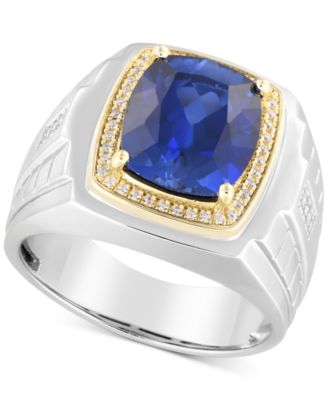 Macy's - Men's Lab-Created Ruby (7-1/5 ct. t.w.) & Diamond (1/6 ct. t.w.) in Sterling Silver & 10k Gold (Also in Lab-Created Sapphire)