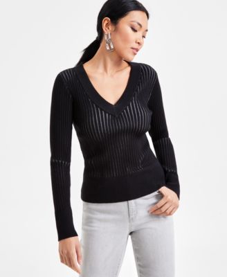 I.N.C. International Concepts - Women's Ribbed V-Neck Sweater