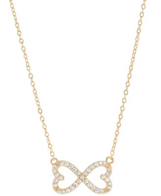 Macy's - Cubic Zirconia Infinity Heart Pendant Necklace (3/4 ct. t.w.) in 14k Gold over Sterling Silver