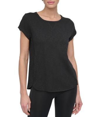 DKNY - Women's V-Inset Roll-Sleeve T-Shirt