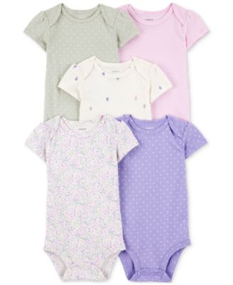 Carter's - Baby Girls 5-Pk. Cotton Floral Polka-Dot Short-Sleeve Bodysuits