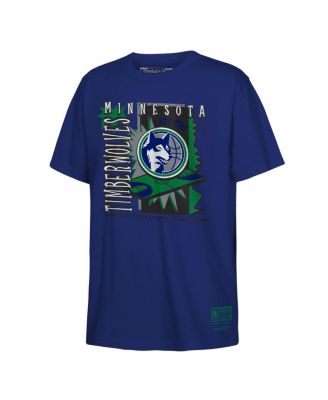 Mitchell & Ness - Big Boys and Girls Navy Minnesota Timberwolves Retro '90s Poster T-Shirt