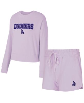 Concepts Sport - Women's&nbsp; Lavender Los Angeles Dodgers Elevation Tri-Blend Long Sleeve T-Shirt Shorts Set
