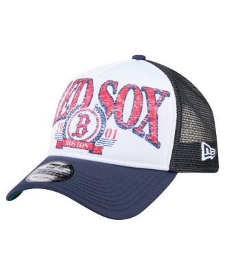 New Era - Men's  Navy Boston Red Sox Distressed 9FORTY A-Frame Adjustable Trucker Hat