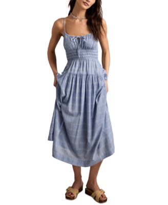 Lucky Brand - Women's Printed Smocked-Waist Sleeveless Midi Dress