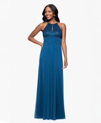 B&A By Betsy and Adam - Women's Lace-Top Keyhole Dress