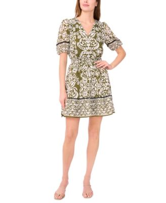 MSK - Women's Short-Sleeve V-Neck Fit & Flare Dress