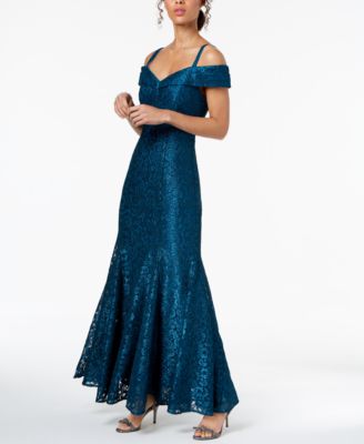 R & M Richards - Off-The-Shoulder Lace Gown