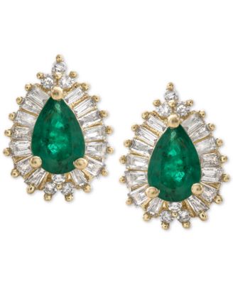 Macy's - Gemstone (1 ct. t.w.) & Diamond (1/3 ct. t.w.) Stud Earrings in 14k Gold