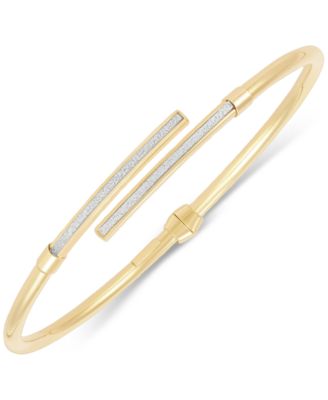 Italian Gold - Glitter Polished Bypass Bangle Bracelet in 10k Gold