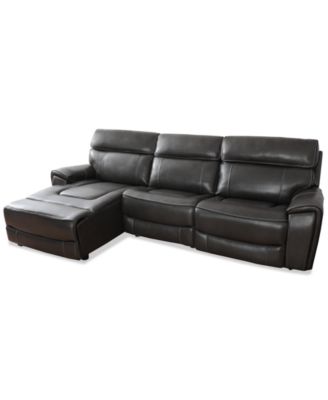 Furniture - 114.5" 3-Pc. Leather Sectional with 2 Power Recliners and Chaise