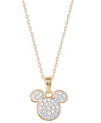Disney - Crystal Mickey Mouse Pendant Necklace in 18k Gold-Plated Sterling Silver, 18" + 2" extender